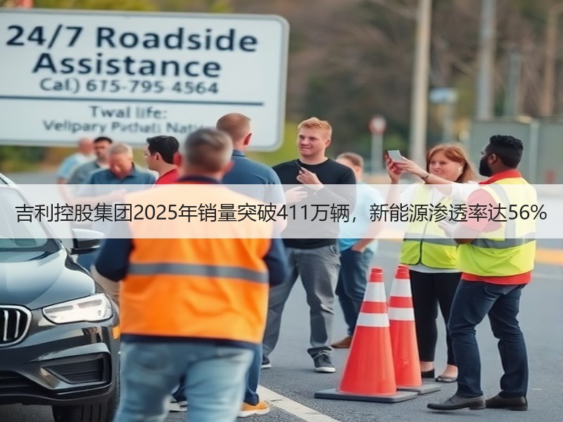 吉利控股集团2025年销量突破411万辆，新能源渗透率达56%