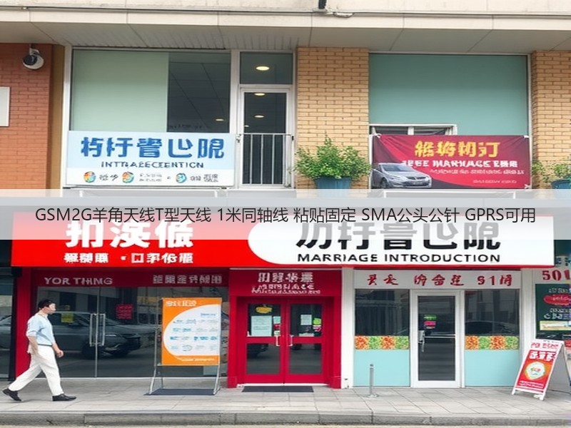 GSM2G羊角天线T型天线 1米同轴线 粘贴固定 SMA公头公针 GPRS可用