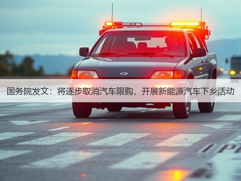 国务院发文：将逐步取消汽车限购，开展新能源汽车下乡活动