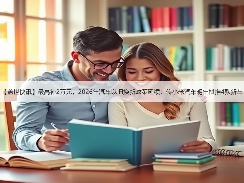 【盖世快讯】最高补2万元，2026年汽车以旧换新政策延续；传小米汽车明年拟推4款新车
